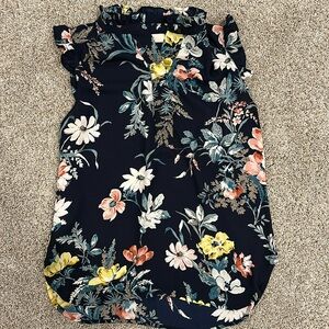 Loft Navy Floral Blouse